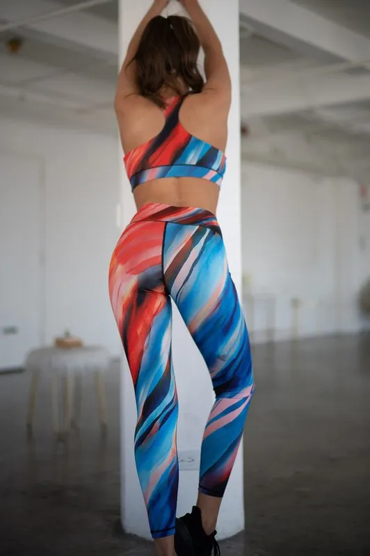 Fitted Sleeveless Watercolor Activewear Set