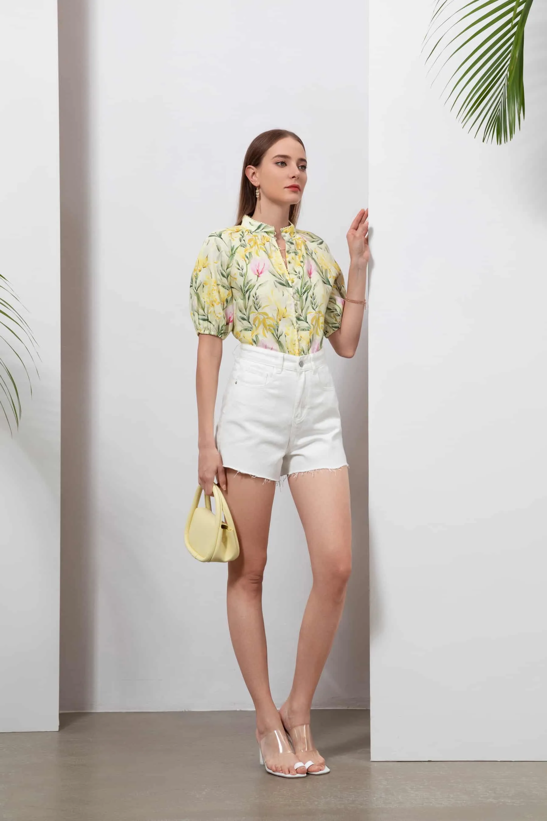 GDS Desiree Floral Linen Blouse | Yellow