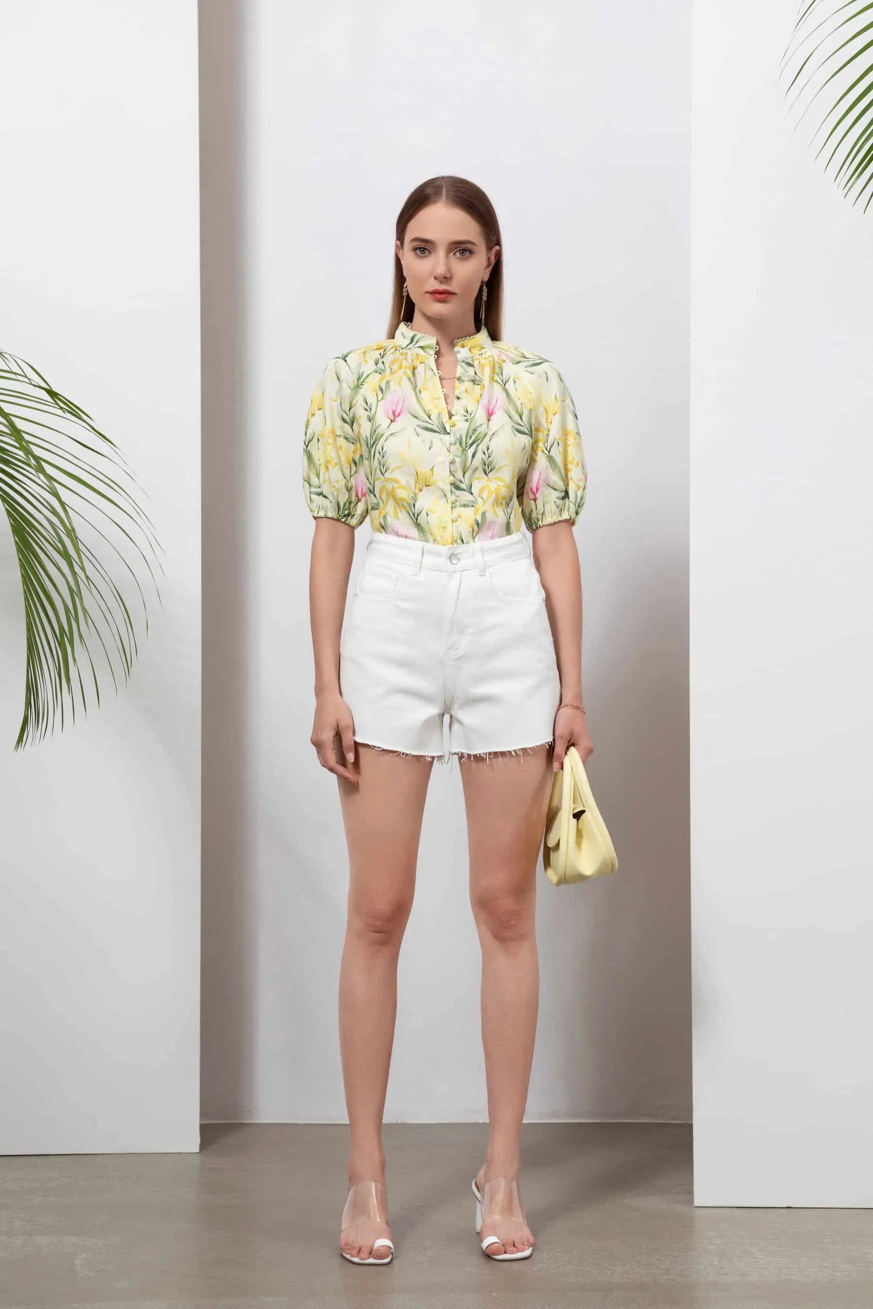 GDS Desiree Floral Linen Blouse | Yellow