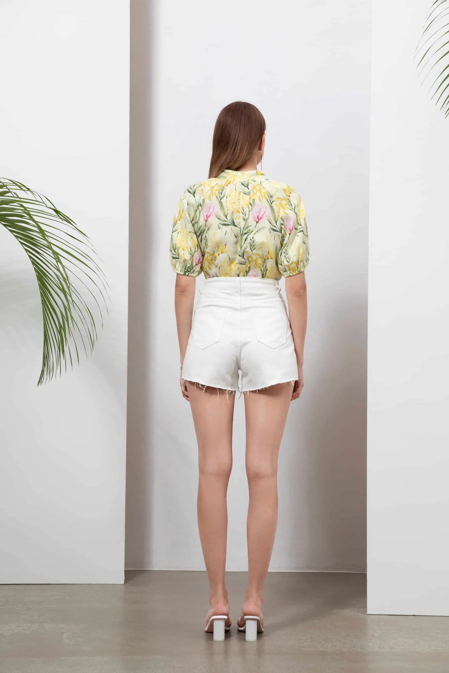 GDS Desiree Floral Linen Blouse | Yellow
