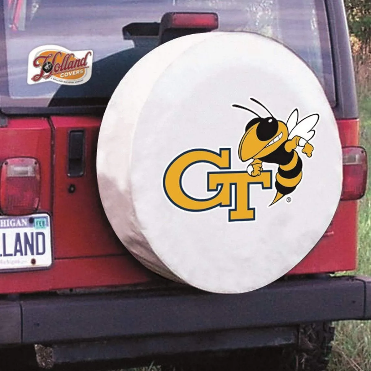 Georgia Tech Yellow Jackets HBS White Fitted Car Tire Cover