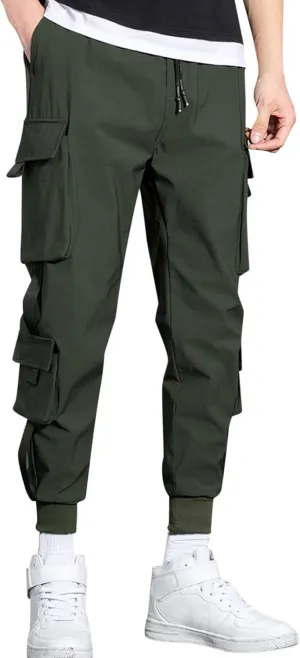GIERIDUC Men's Faux Leather Pants Mens Pants Casual Relaxed Fit Joggers Black Pleather Pants for Men Mens Jogger Cargo Pants