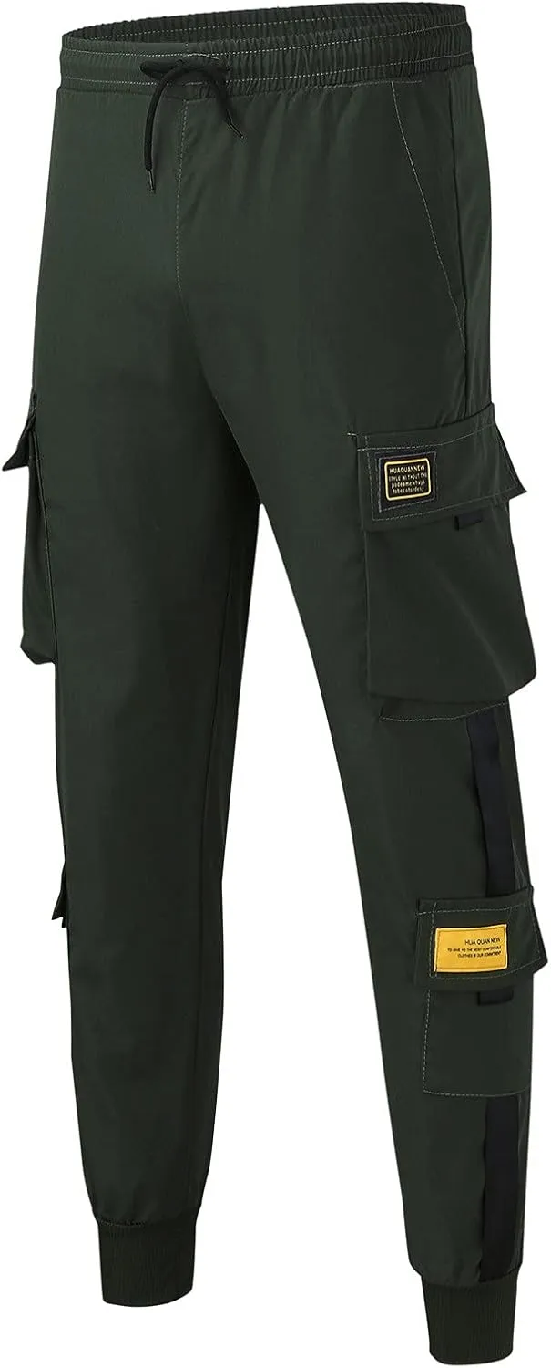 GIERIDUC Men's Faux Leather Pants Mens Pants Casual Relaxed Fit Joggers Black Pleather Pants for Men Mens Jogger Cargo Pants