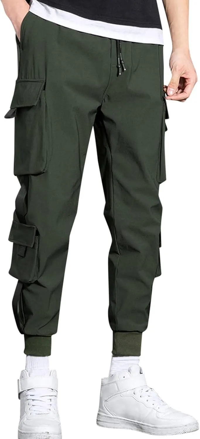 GIERIDUC Men's Faux Leather Pants Mens Pants Casual Relaxed Fit Joggers Black Pleather Pants for Men Mens Jogger Cargo Pants