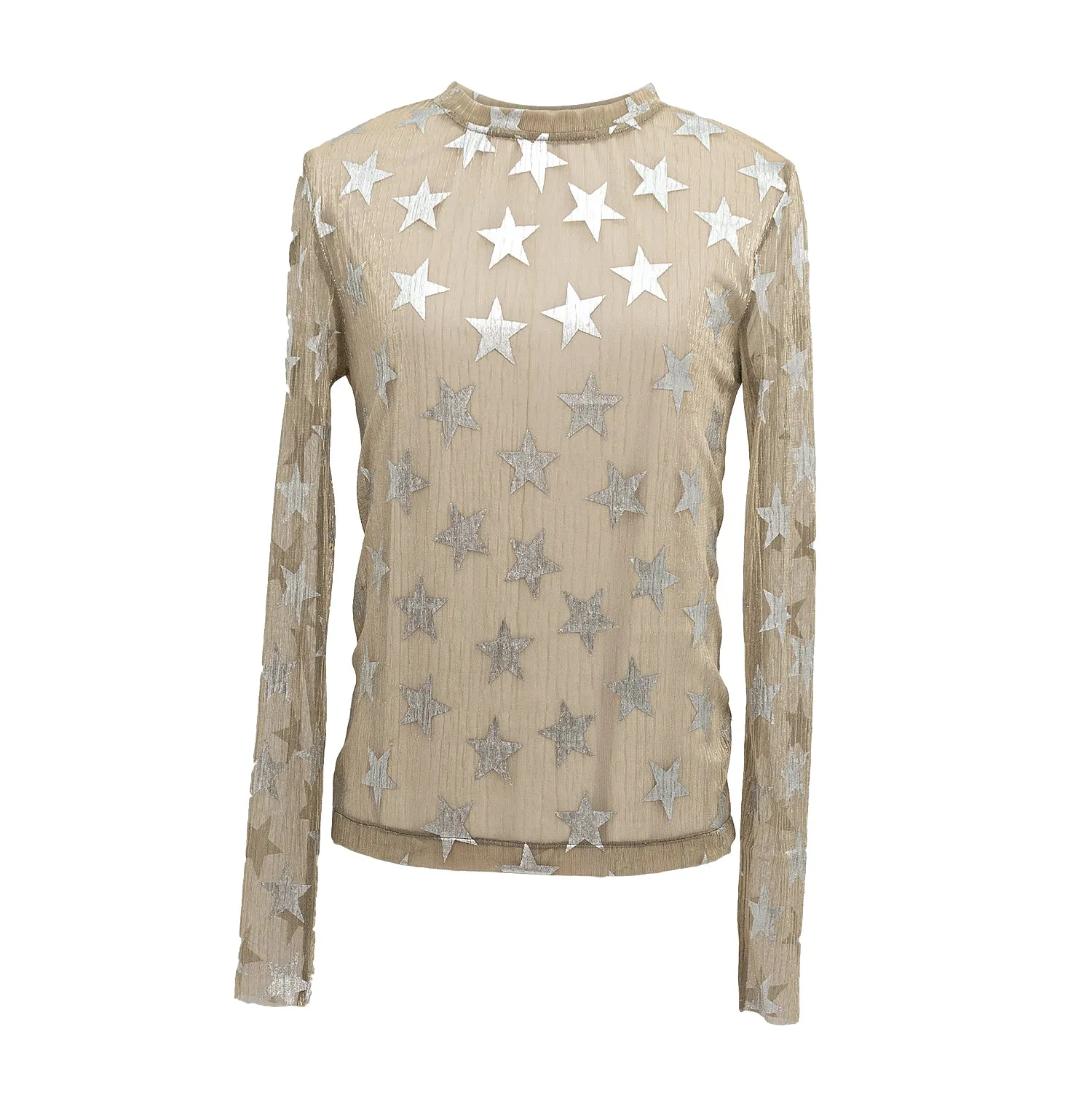 Golden Shimmering Mesh Silver Stars Teresa Top