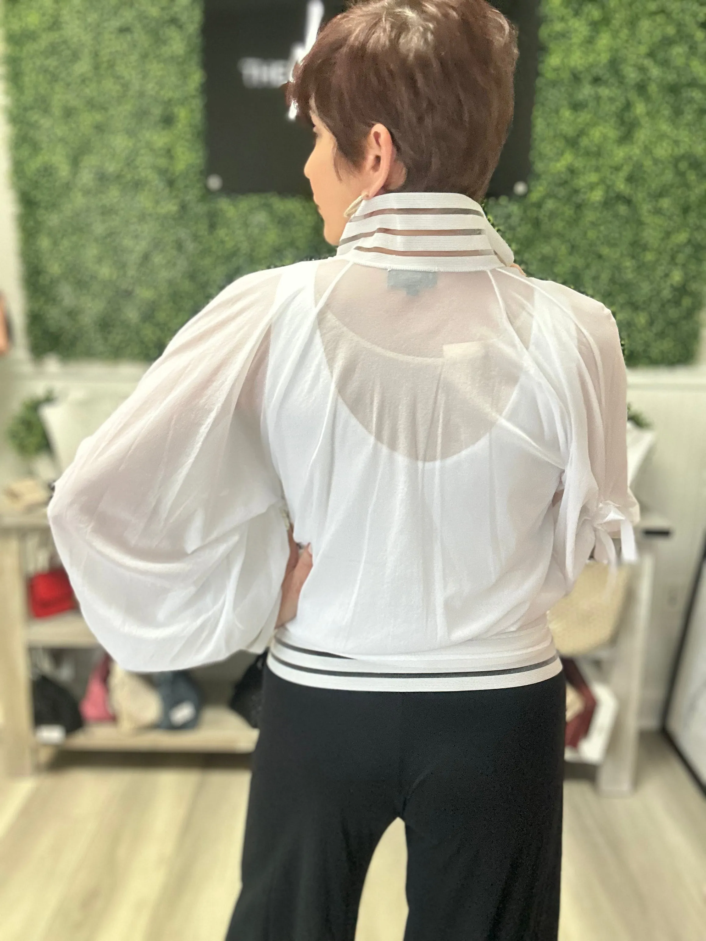 Gorgeous White Mesh Jacket with Sleeve Detail
