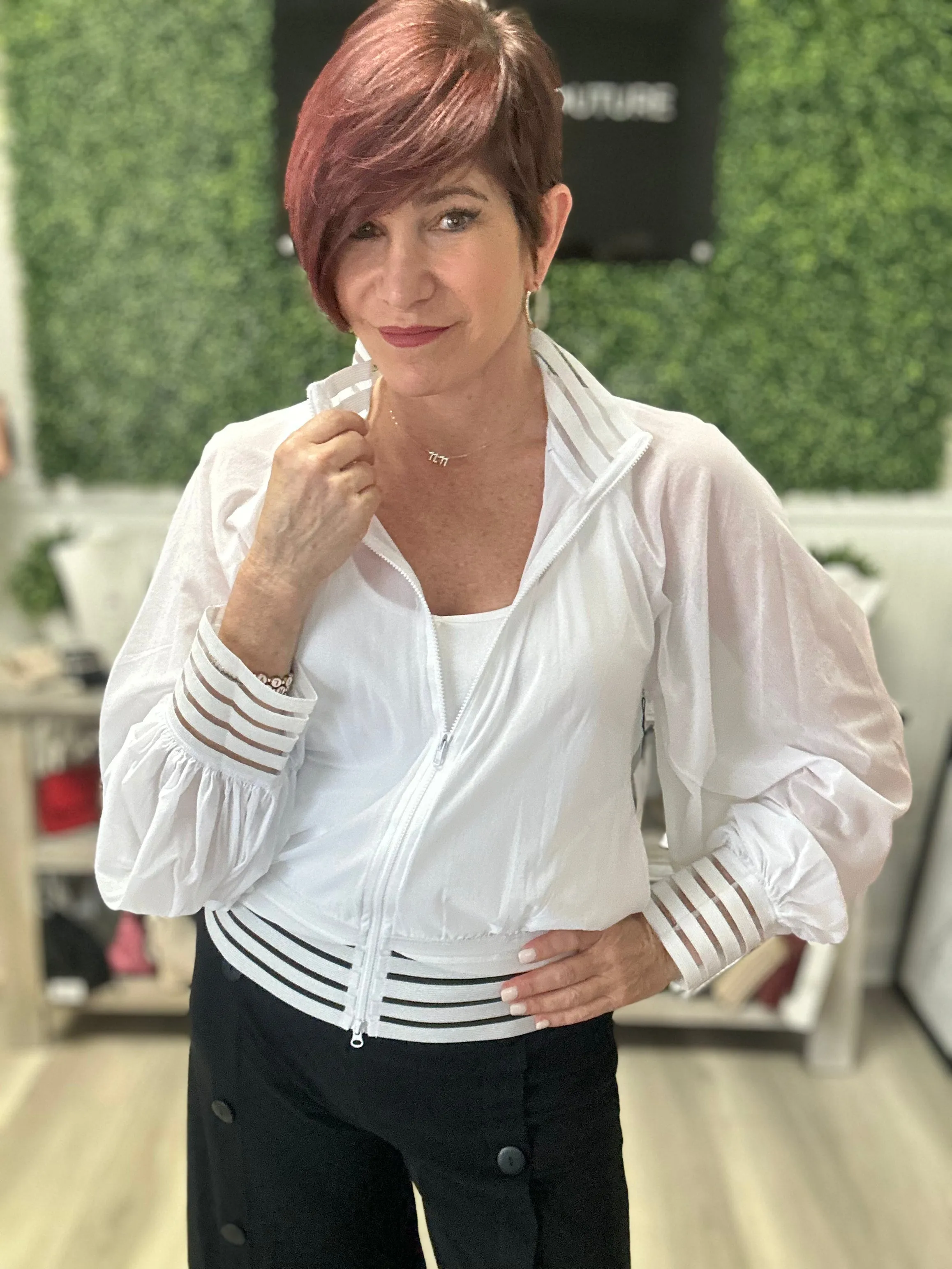 Gorgeous White Mesh Jacket with Sleeve Detail