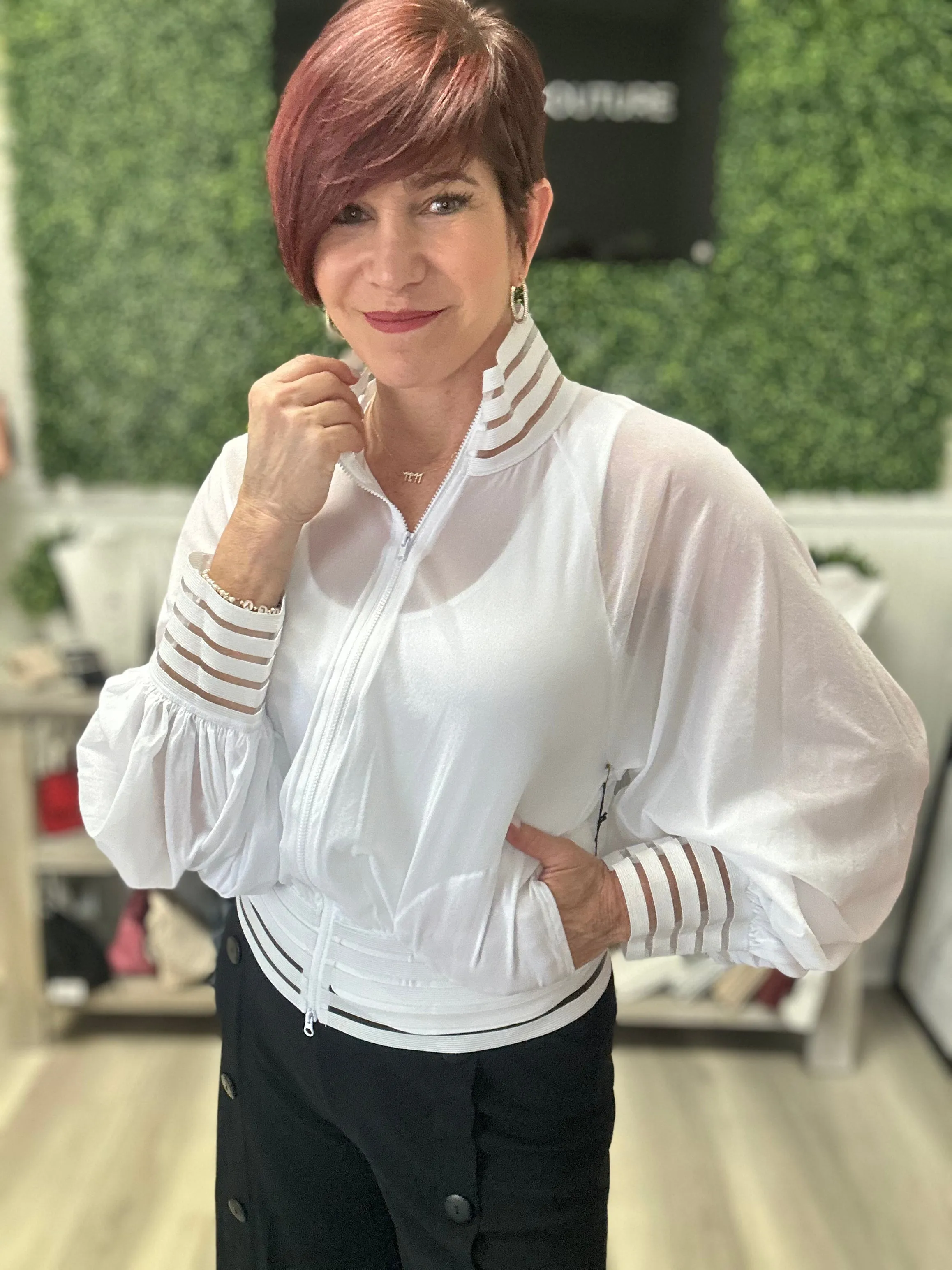 Gorgeous White Mesh Jacket with Sleeve Detail