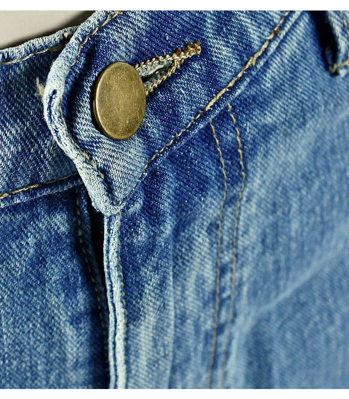 High Waist Washed Light Blue True Denim Boyfriend Jeans