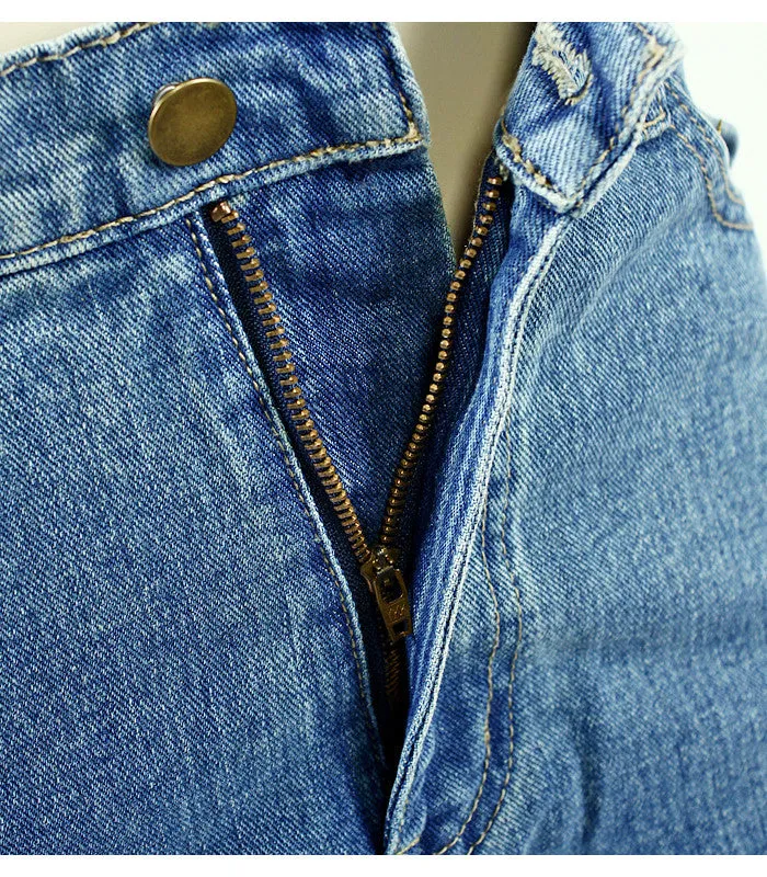 High Waist Washed Light Blue True Denim Boyfriend Jeans