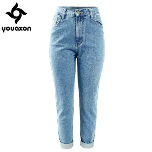 High Waist Washed Light Blue True Denim Boyfriend Jeans