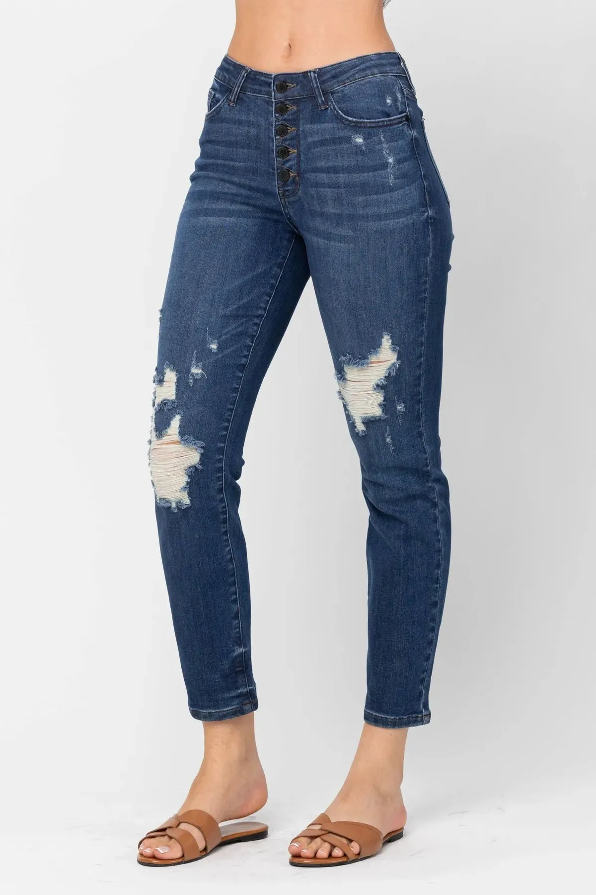 Judy Blue ZigZag Button Fly Boyfriend Fit