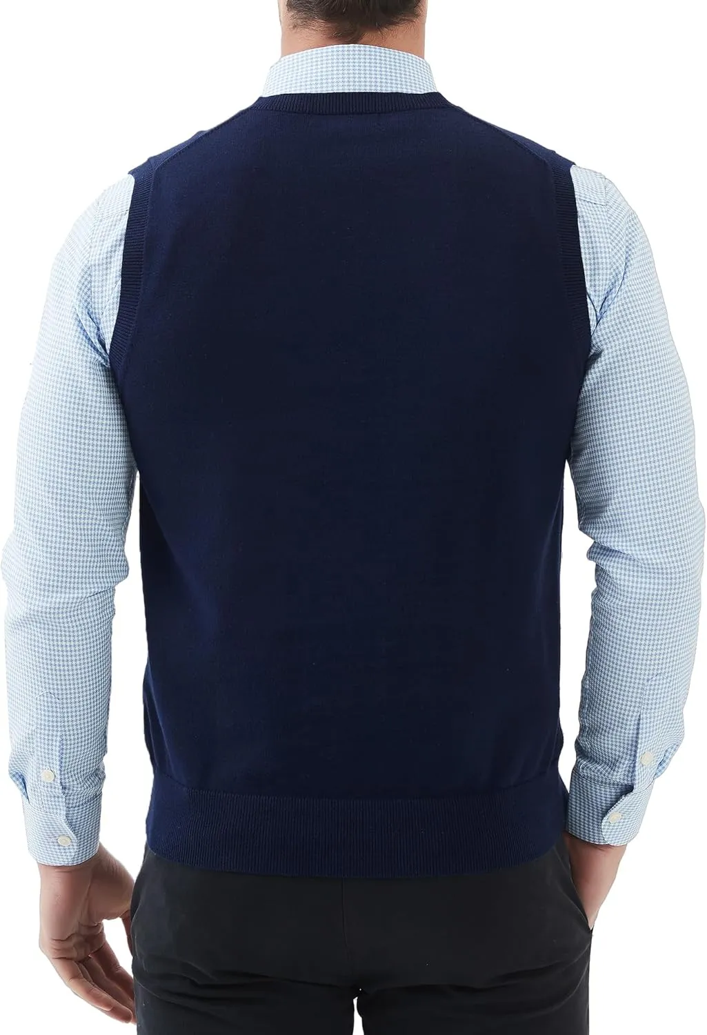 Kallspin Men's Pure Cotton Sweater Vest V Neck Regular Fit Knit Sleeveless Pullover Sweater