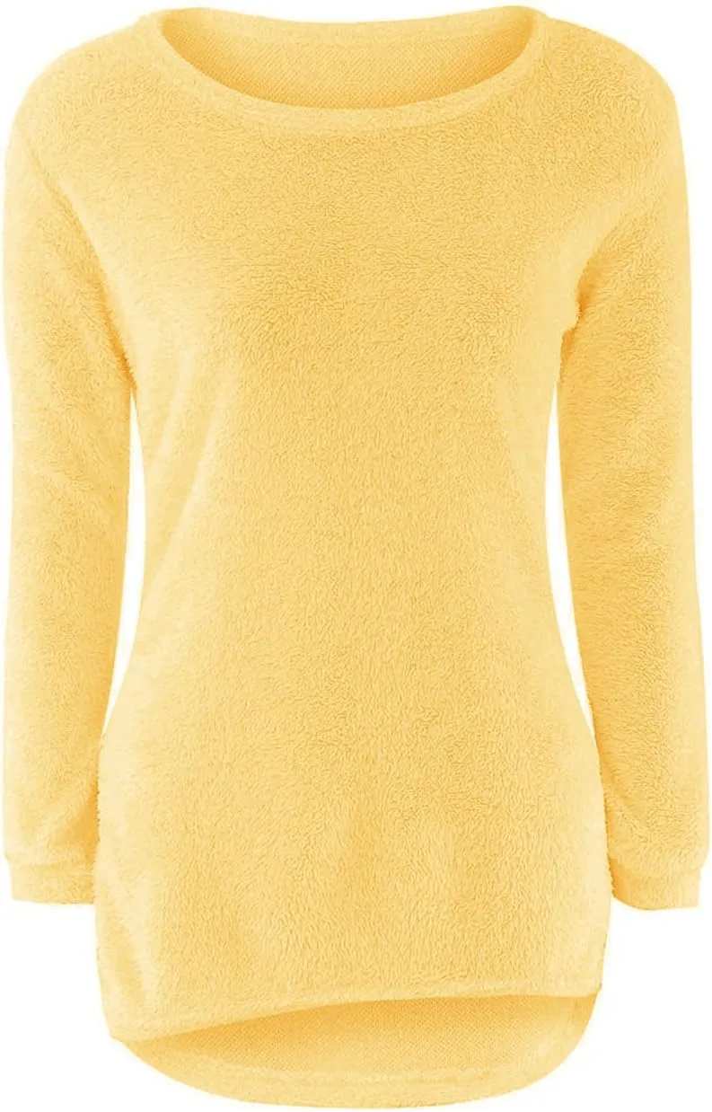 LemonGirl Women's Fashionable Long Sleeve Pullovers Loose Fluffy Fuzzy Jumper Sweater