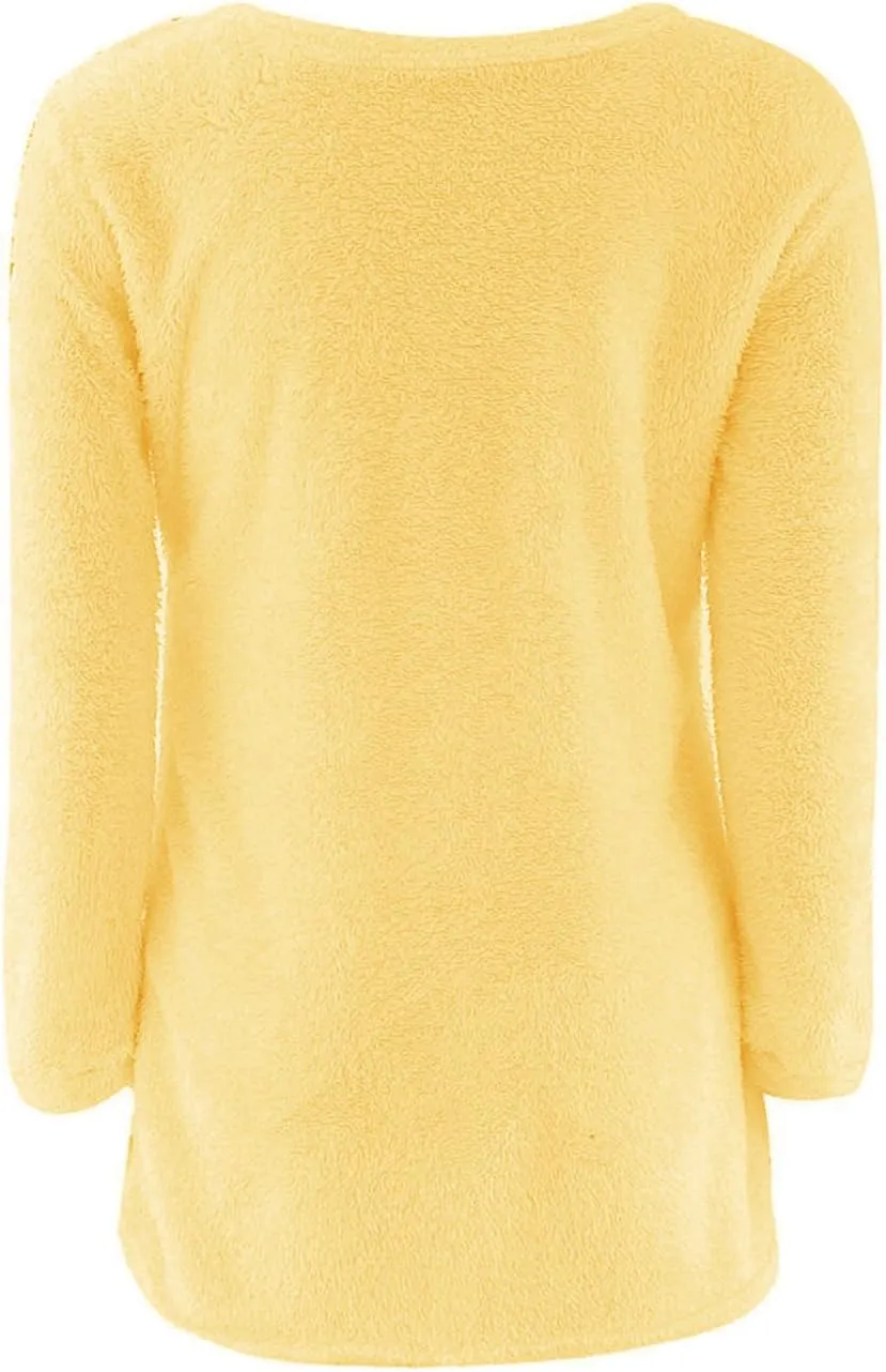LemonGirl Women's Fashionable Long Sleeve Pullovers Loose Fluffy Fuzzy Jumper Sweater