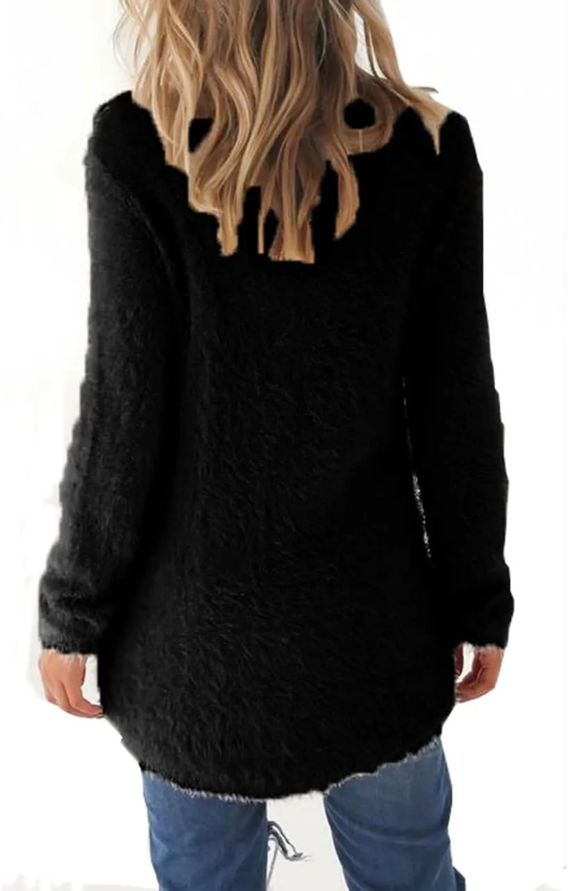 LemonGirl Women's Fashionable Long Sleeve Pullovers Loose Fluffy Fuzzy Jumper Sweater