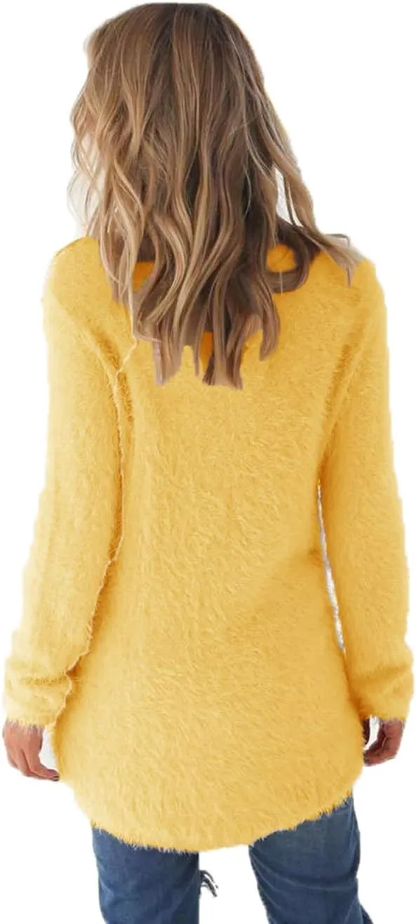 LemonGirl Women's Fashionable Long Sleeve Pullovers Loose Fluffy Fuzzy Jumper Sweater