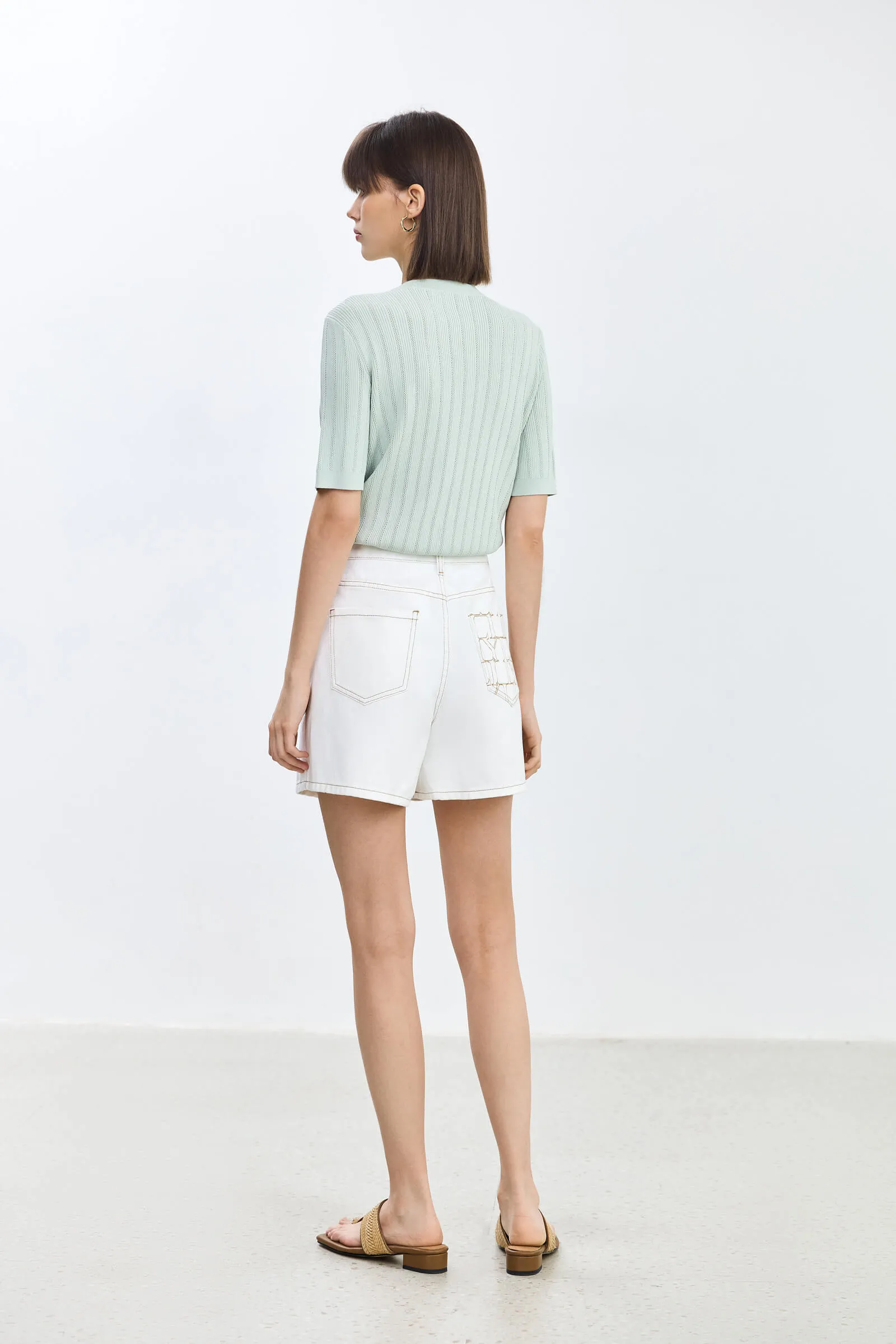 LILY Casual Wide Leg Denim Shorts