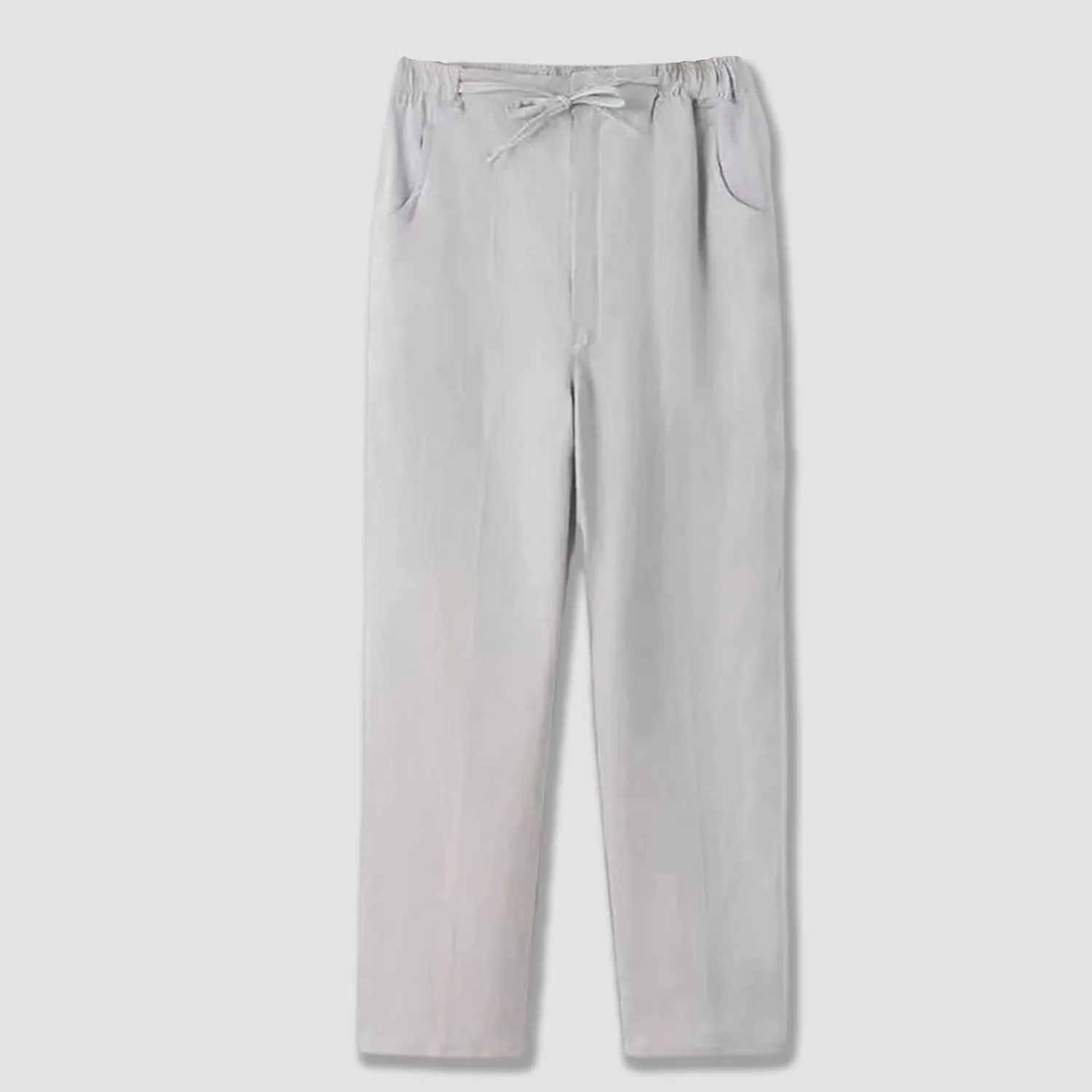 Linen Pants for Men Beach Vacation Straight Leg Summer Pants Drawstring Lounge Lightweight Trousers with Pockets