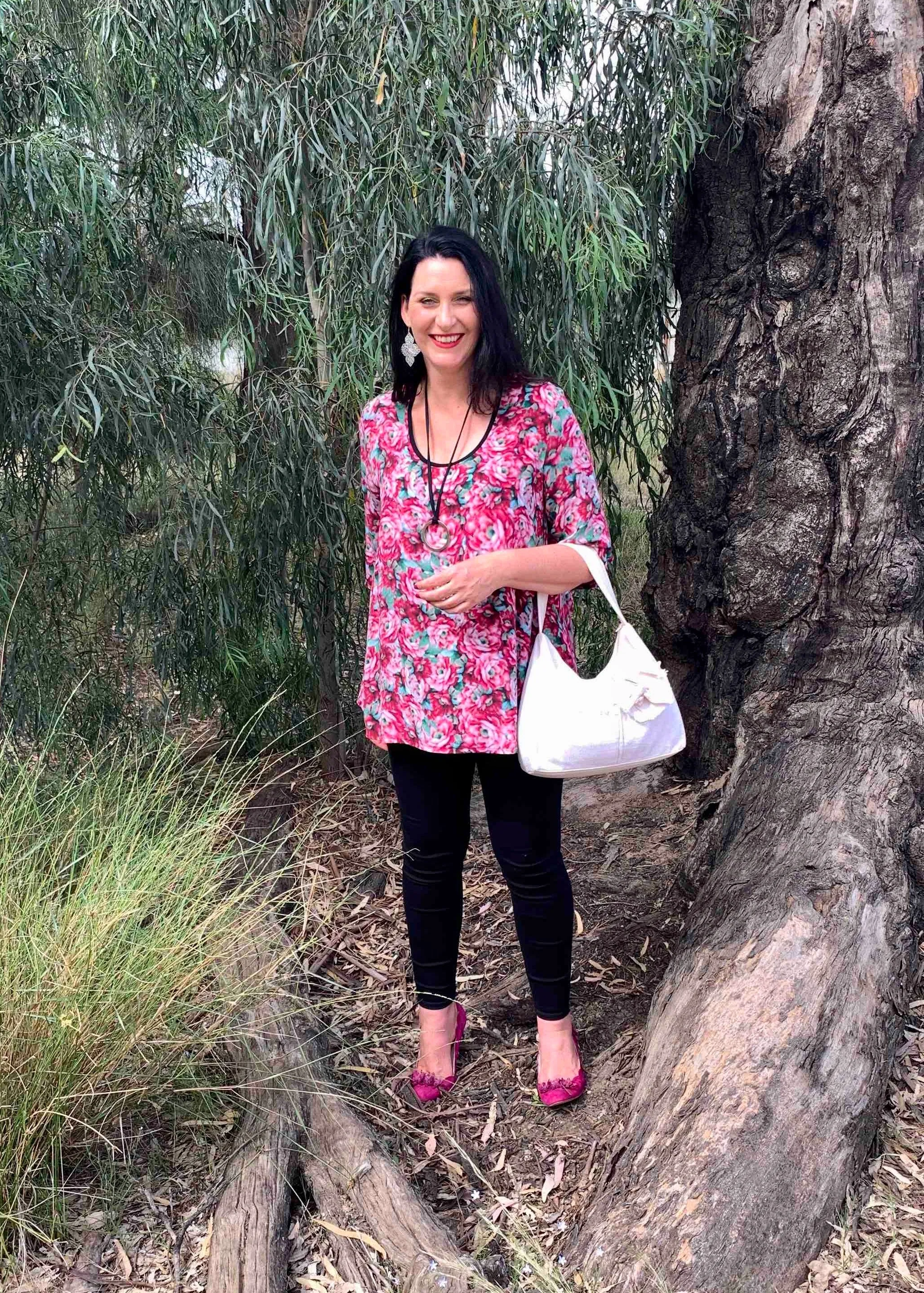 LULU Swing Top in Blurred Roses Silk  - limited stock