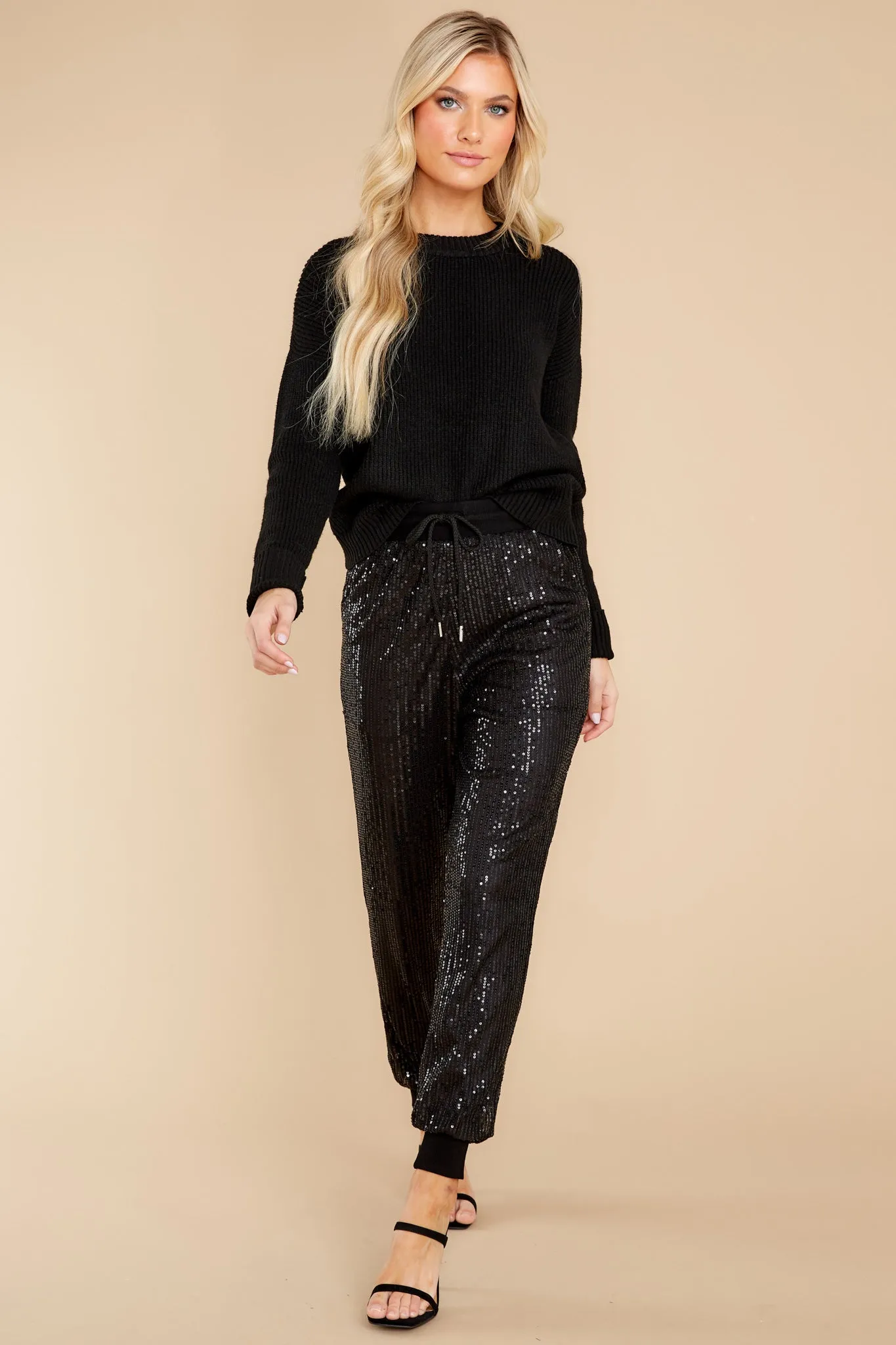 Marquee Glitter Black Sequin Pants