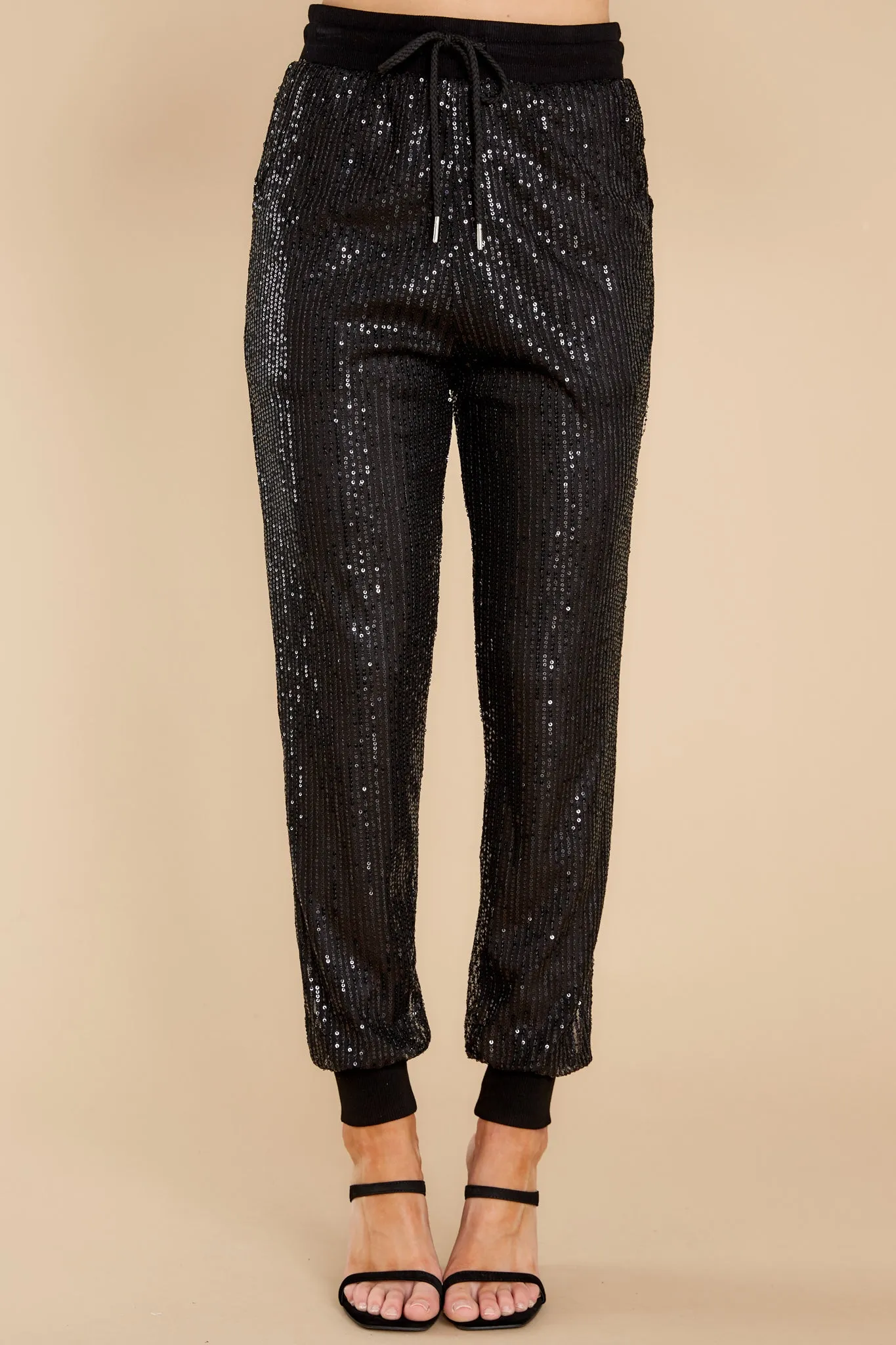 Marquee Glitter Black Sequin Pants