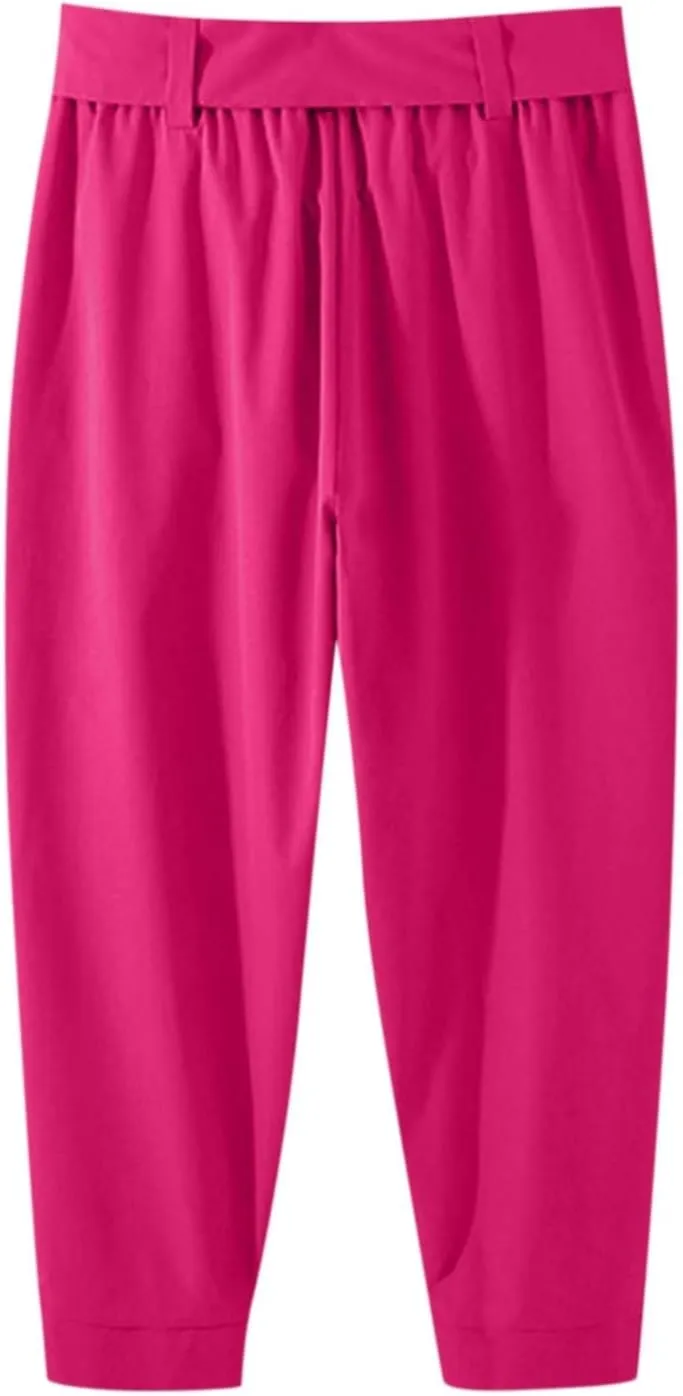 Men's Capri Pants High Waisted Adjustable Wide Tie Knot Pants Dress Pants Wide Leg Palazzo Pants for Business Casual Wear