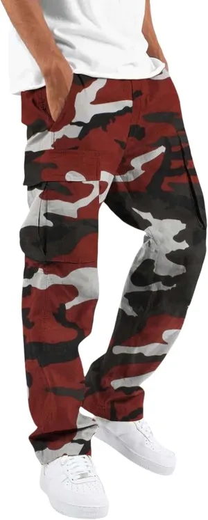 Mens Cargo Pants Slim Fit Men's Wild Cargo Pants Casual Joggers Sweatpants Outdoor Waterproof Hiking Work Pants
