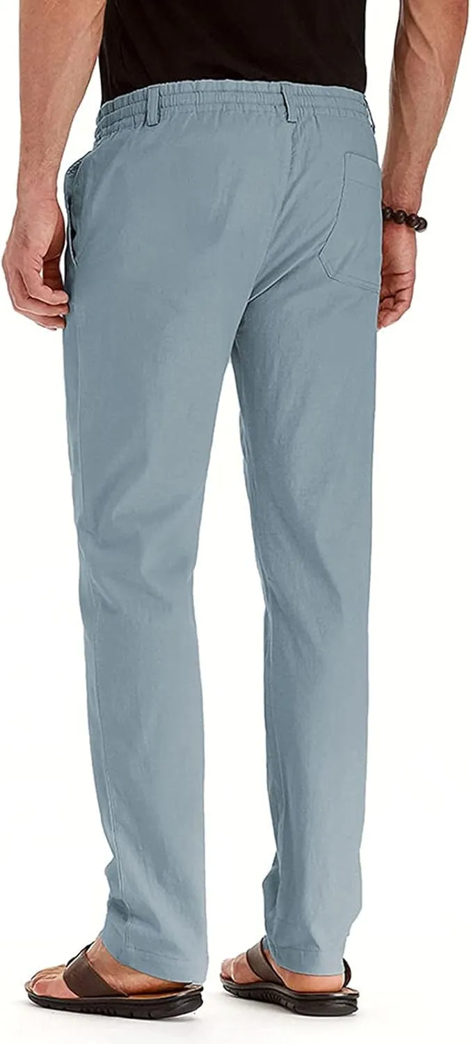 Men's Casual Pants Comfort Flat Front Stretch Dress Pants Business Work Pants Relaxed Fit Slack Straight Leg Trousers