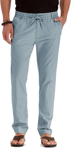 Men's Casual Pants Comfort Flat Front Stretch Dress Pants Business Work Pants Relaxed Fit Slack Straight Leg Trousers