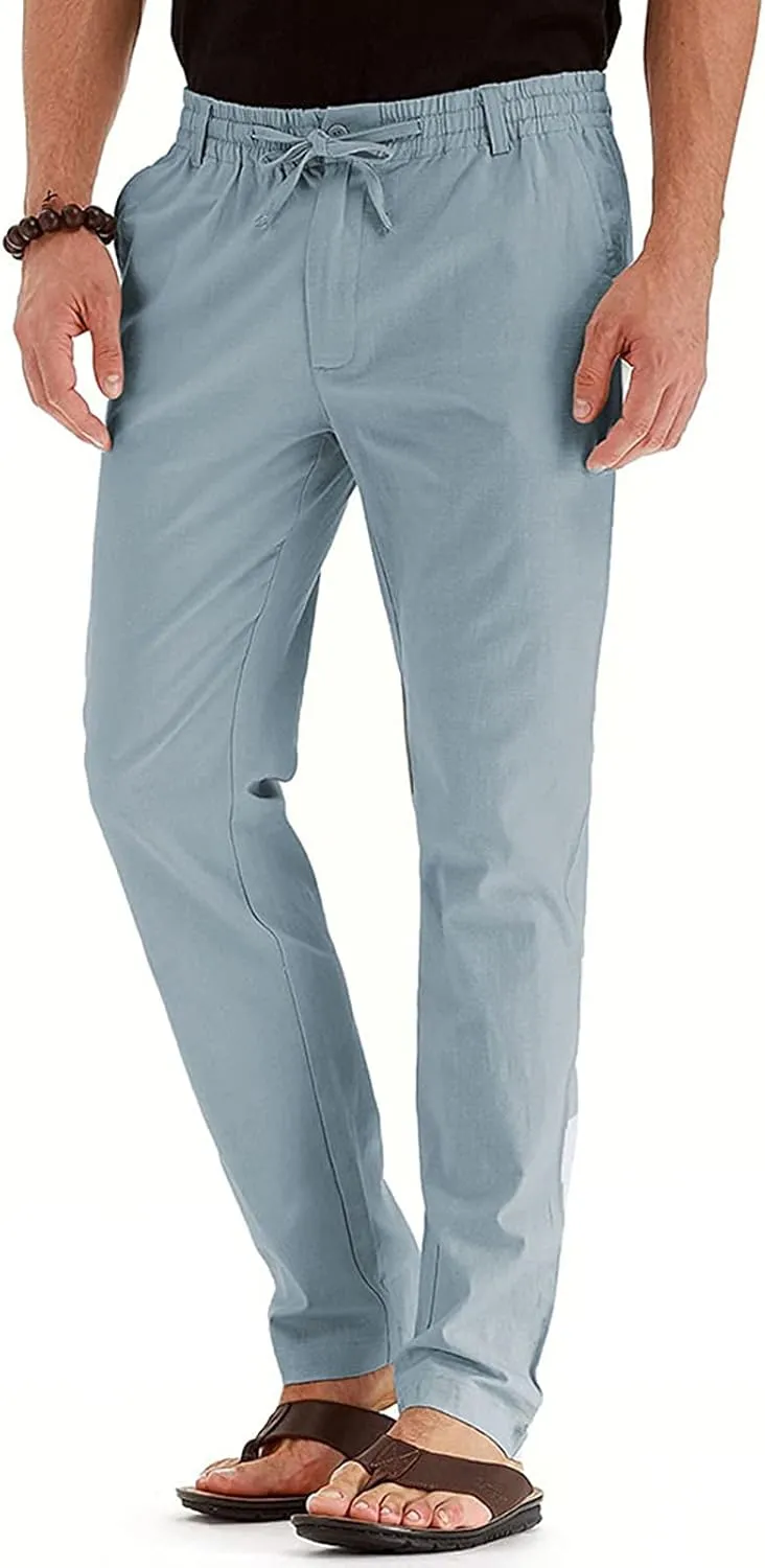 Men's Casual Pants Comfort Flat Front Stretch Dress Pants Business Work Pants Relaxed Fit Slack Straight Leg Trousers