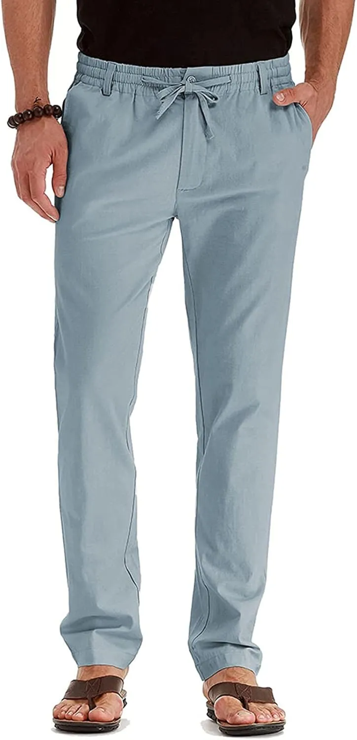 Men's Casual Pants Comfort Flat Front Stretch Dress Pants Business Work Pants Relaxed Fit Slack Straight Leg Trousers