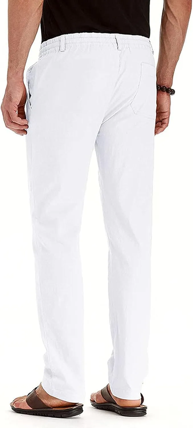 Men's Casual Pants Comfort Flat Front Stretch Dress Pants Business Work Pants Relaxed Fit Slack Straight Leg Trousers