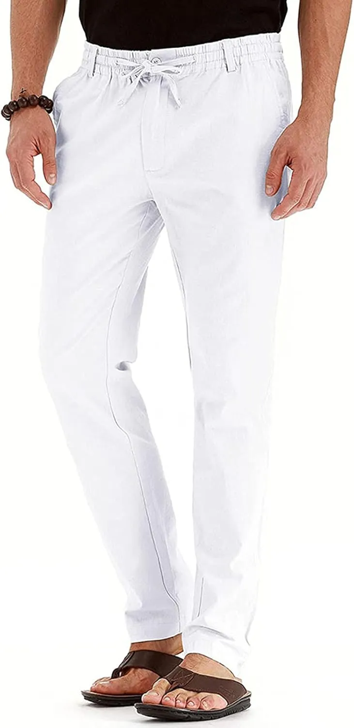Men's Casual Pants Comfort Flat Front Stretch Dress Pants Business Work Pants Relaxed Fit Slack Straight Leg Trousers