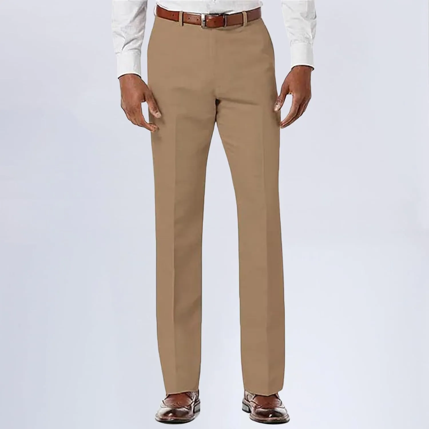 Men's Dress Pants Hemmed Casual Pants Vintage Straight Leg Fit Workwear Lightweight Suit Pants for Everyday