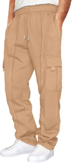 Mens Joggers for Workout Athletic Running Baggy Loose Fit Sweatpants Casual Drawstring Stretch Cargo Pants with Multi Pockets