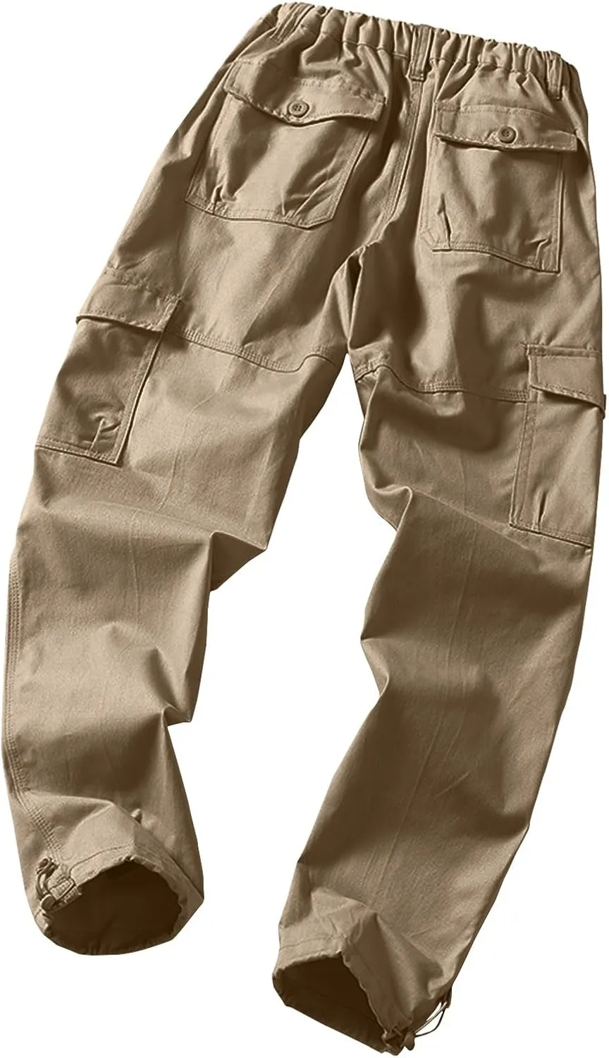 Mens Khaki Pants Relaxed Stretch Big and Tall Mens Sweatpants with Pockets Hiking Pants Match Pants Casual Slim Fit