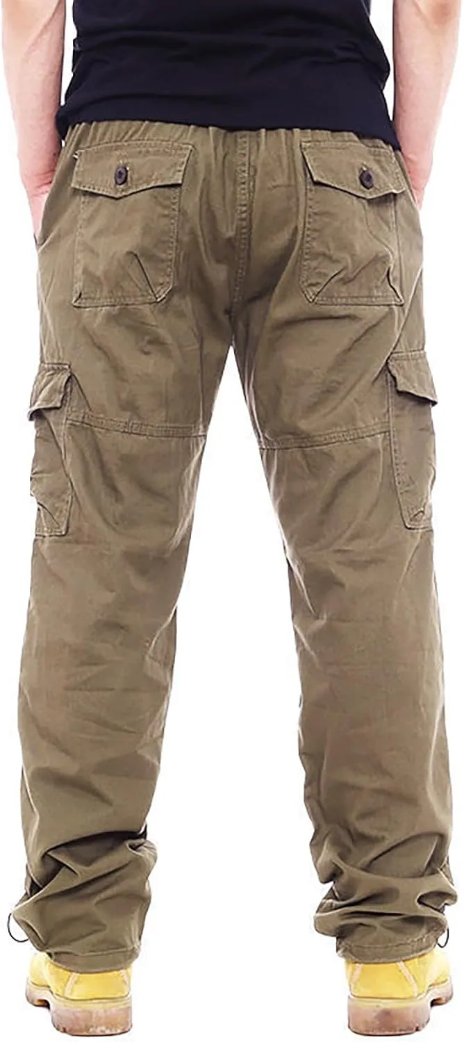 Mens Khaki Pants Relaxed Stretch Big and Tall Mens Sweatpants with Pockets Hiking Pants Match Pants Casual Slim Fit