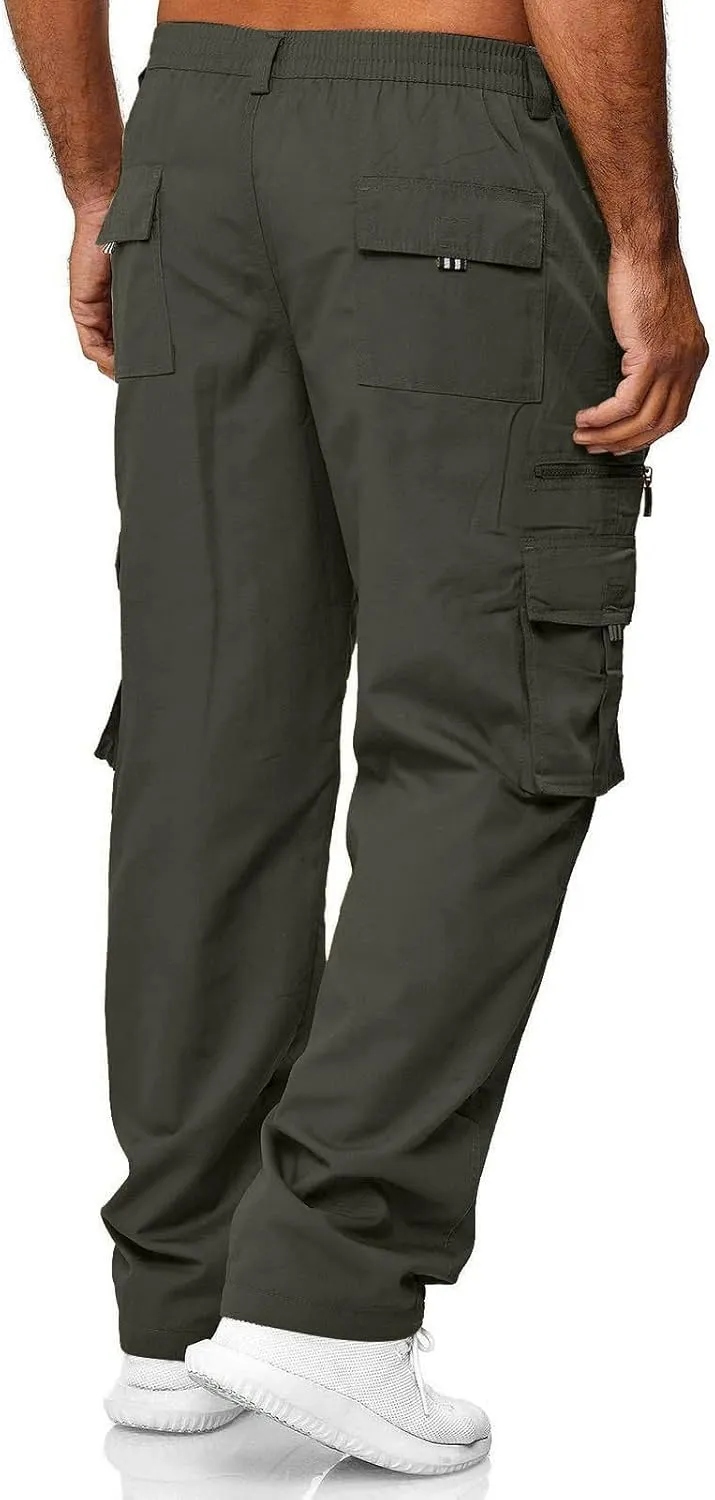 Mens Khaki Pants Relaxed Stretch Big and Tall Mens Sweatpants with Pockets Hiking Pants Match Pants Casual Slim Fit