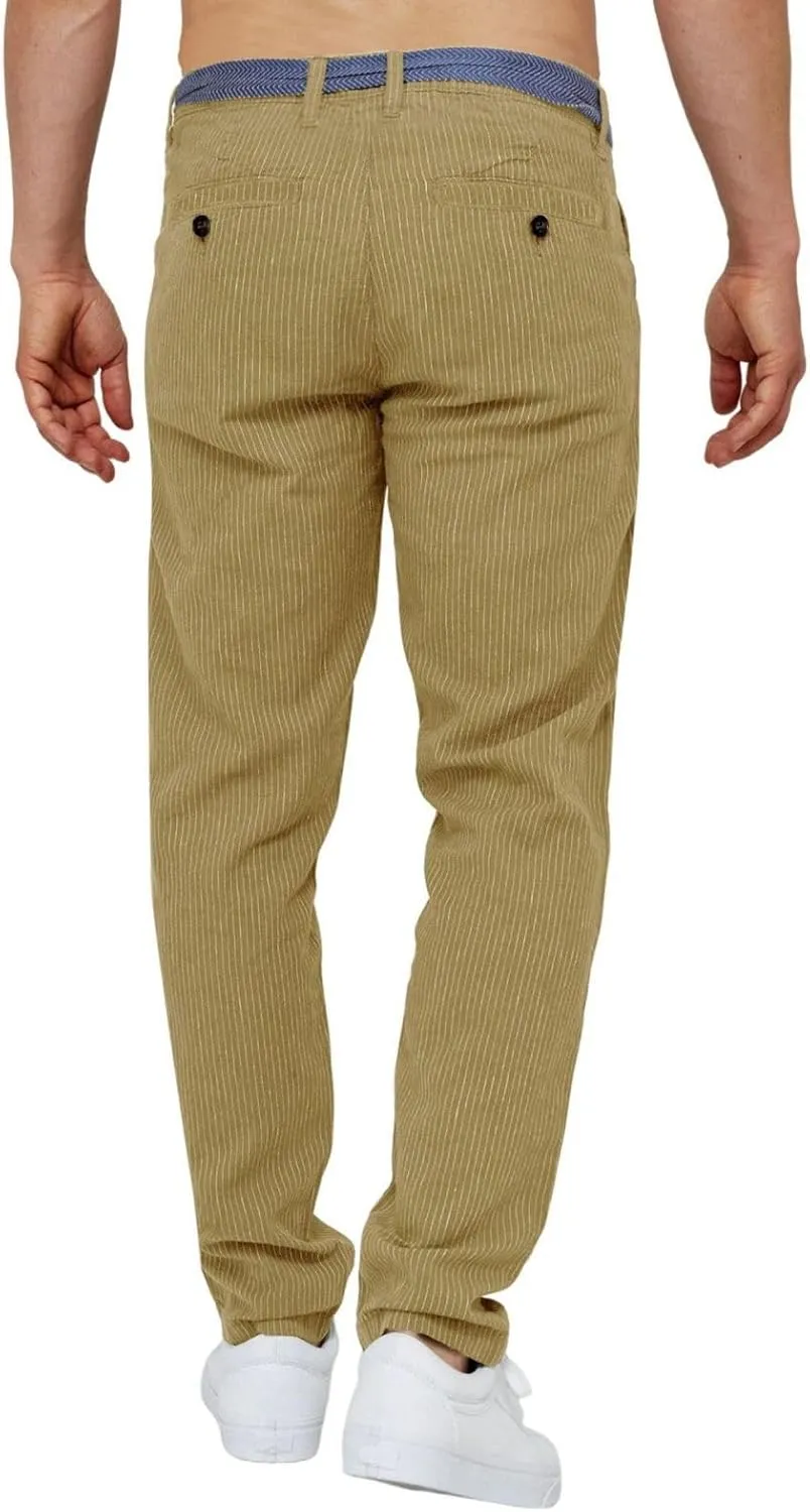 Men's Stripe Print Pants Classic Corduroy Baggy Pants Casual Elastic Waist Drawstring Trousers Business Golf Yoga Pants