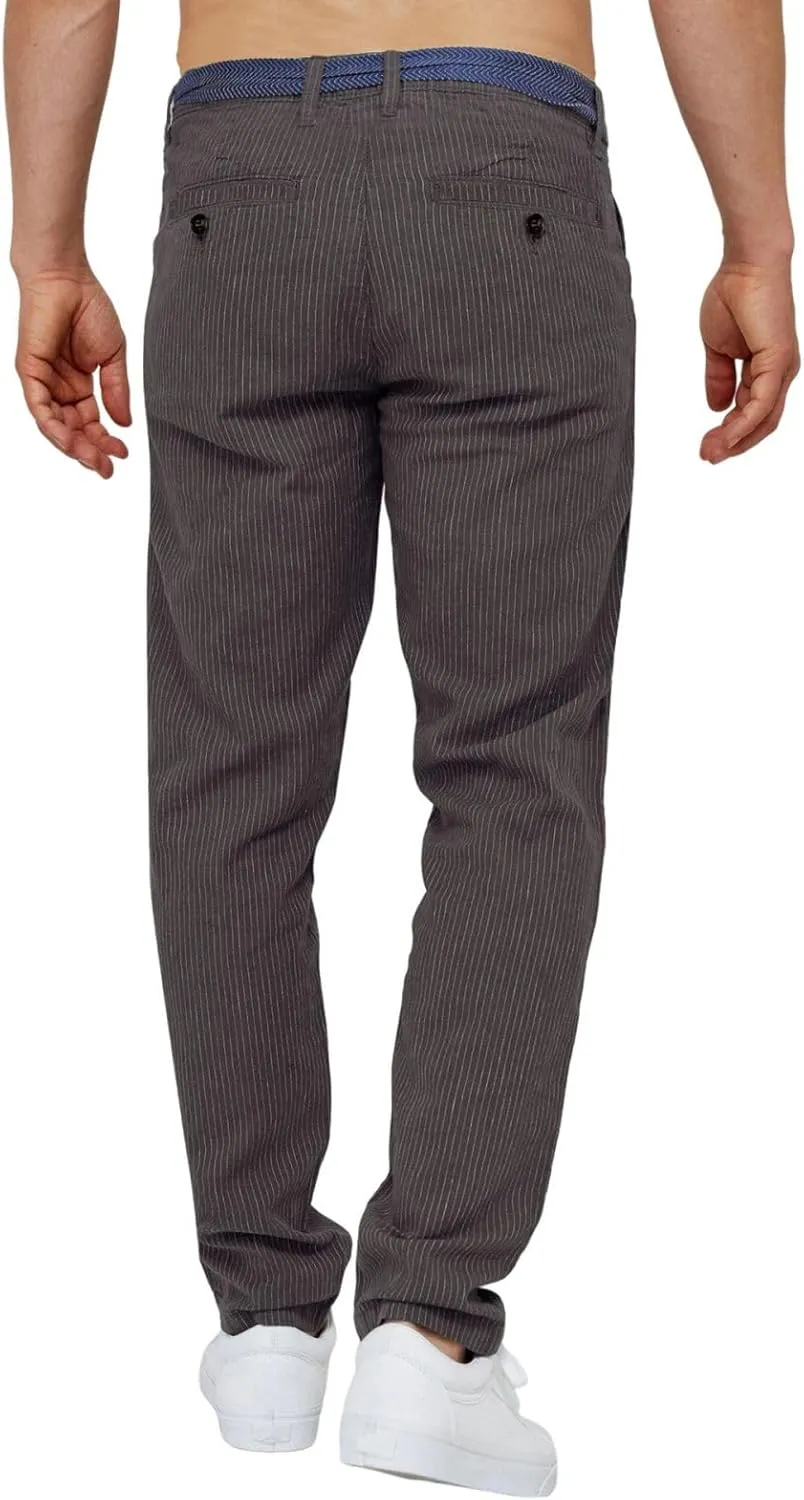 Men's Stripe Print Pants Classic Corduroy Baggy Pants Casual Elastic Waist Drawstring Trousers Business Golf Yoga Pants