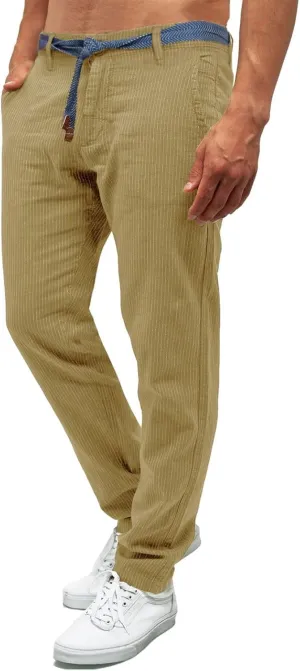 Men's Stripe Print Pants Classic Corduroy Baggy Pants Casual Elastic Waist Drawstring Trousers Business Golf Yoga Pants
