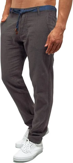 Men's Stripe Print Pants Classic Corduroy Baggy Pants Casual Elastic Waist Drawstring Trousers Business Golf Yoga Pants