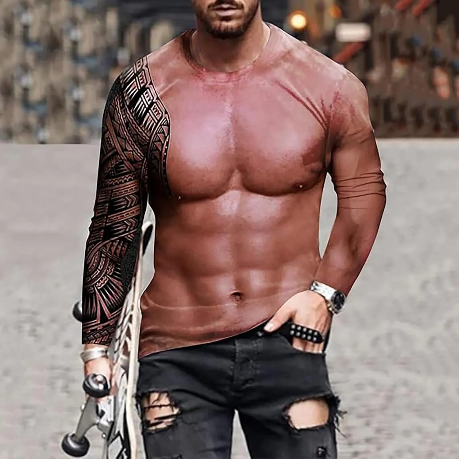 Mens Stylish Quick-Dry T Shirt Funny Muscle Moisture Wicking Workout Top Cool Graphic Short Sleeve Outdoor Tunics