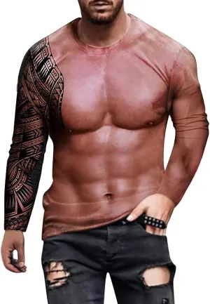 Mens Stylish Quick-Dry T Shirt Funny Muscle Moisture Wicking Workout Top Cool Graphic Short Sleeve Outdoor Tunics