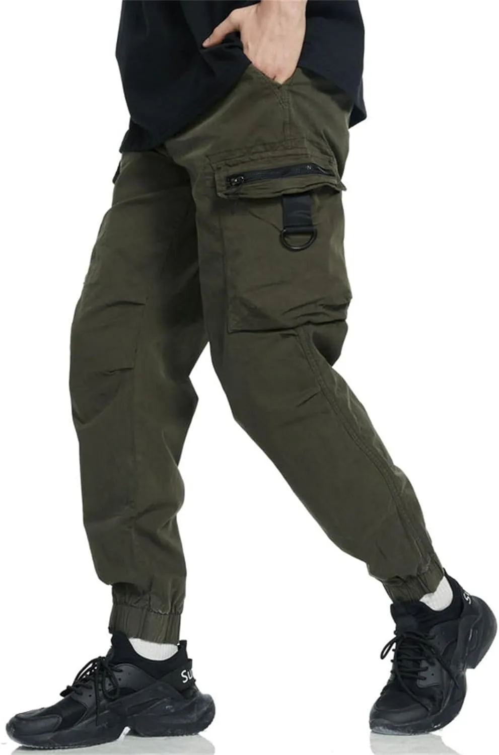 MIDOO Golf Pants Men Stretch Relaxed Fit Casual Fleece Joggers Loose Open Bottom Athletic Pants Straight Leg Hiking Pants