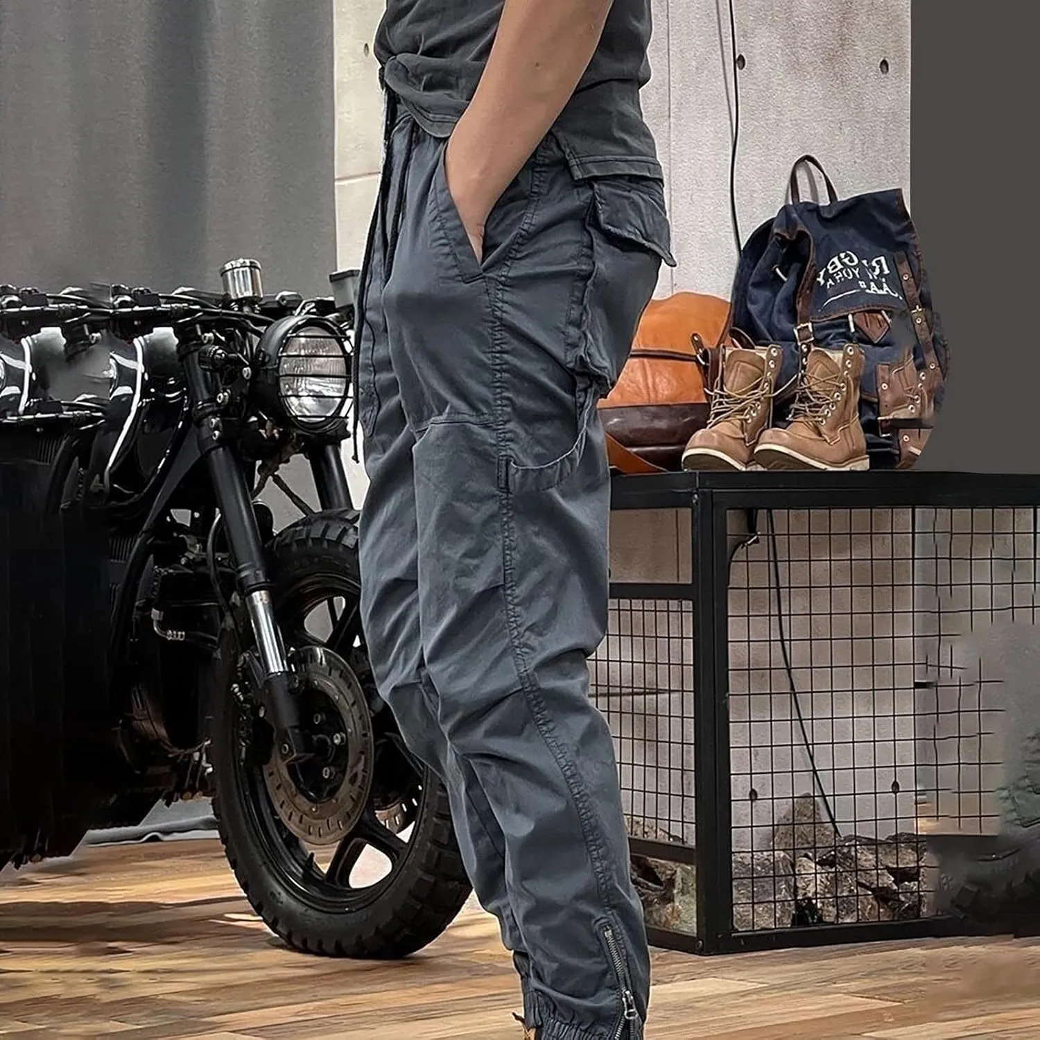 MIDOO Mens Cargo Pants with Pockets Casual Joggers Athletic Pants Flex Stretch Loose Straight Sweatpants Work Hiking Pants