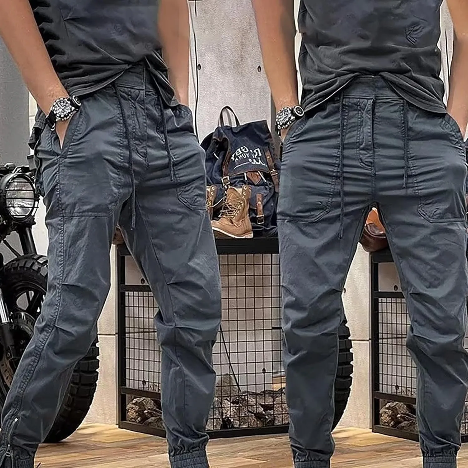 MIDOO Mens Cargo Pants with Pockets Casual Joggers Athletic Pants Flex Stretch Loose Straight Sweatpants Work Hiking Pants