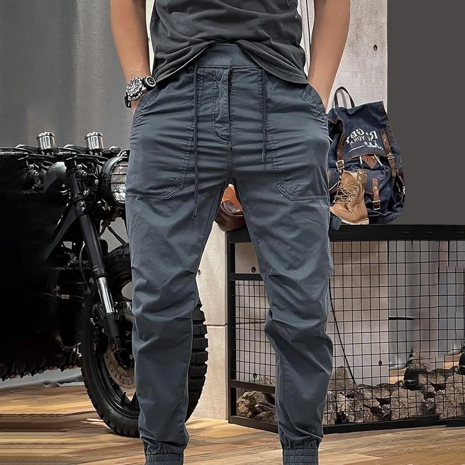 MIDOO Mens Cargo Pants with Pockets Casual Joggers Athletic Pants Flex Stretch Loose Straight Sweatpants Work Hiking Pants