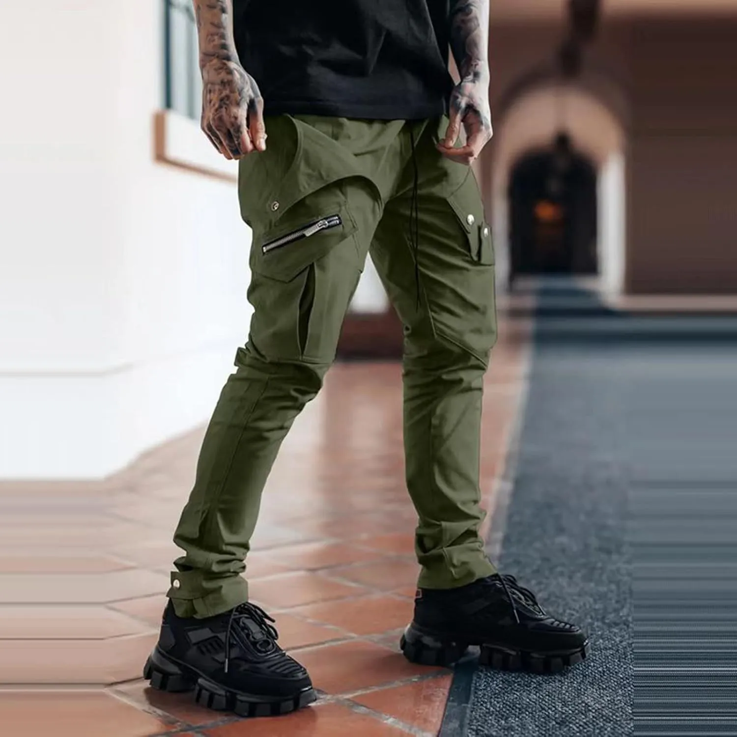 MIDOO Mens Tactical Pants Stretch Flex Casual Loose Straight Sweatpants Outdoor Lightweight Work Hiking Pants Jogger Tousers